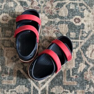 CROCS Kids Red and Navy Velcro Sandals